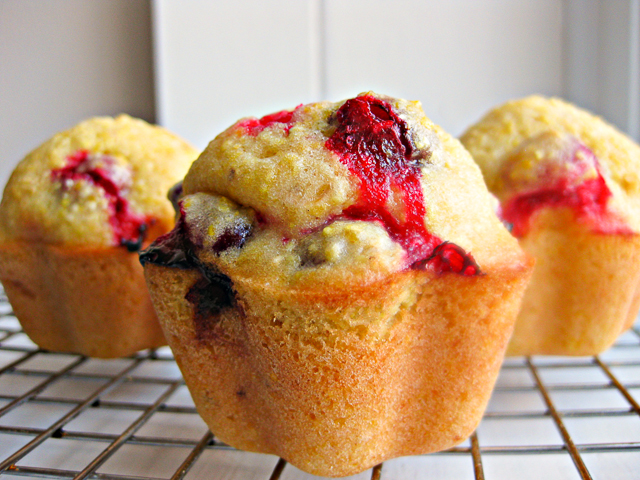 glazed cranberry corn muffins