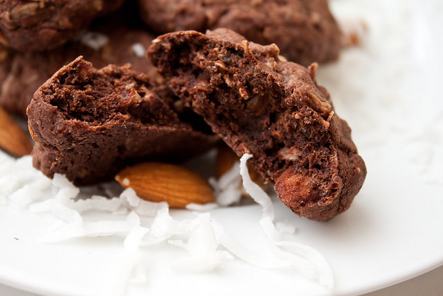 Dark Chocolate Almond Joy Cookies Recipe! These little cookies have a deep chocolate flavor and are loaded with sweet coconut, just like an Almond Joy candy bar!