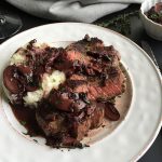 healthy beef with red wine mushroom sauce