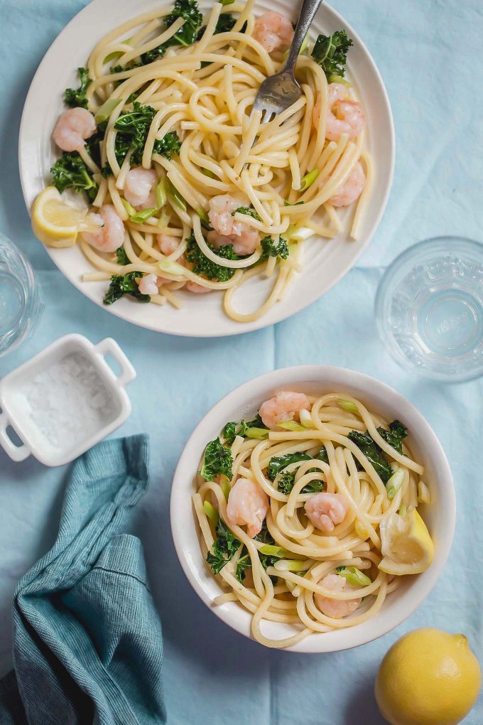Spicy Shrimp and Bucatini Pasta with Kale