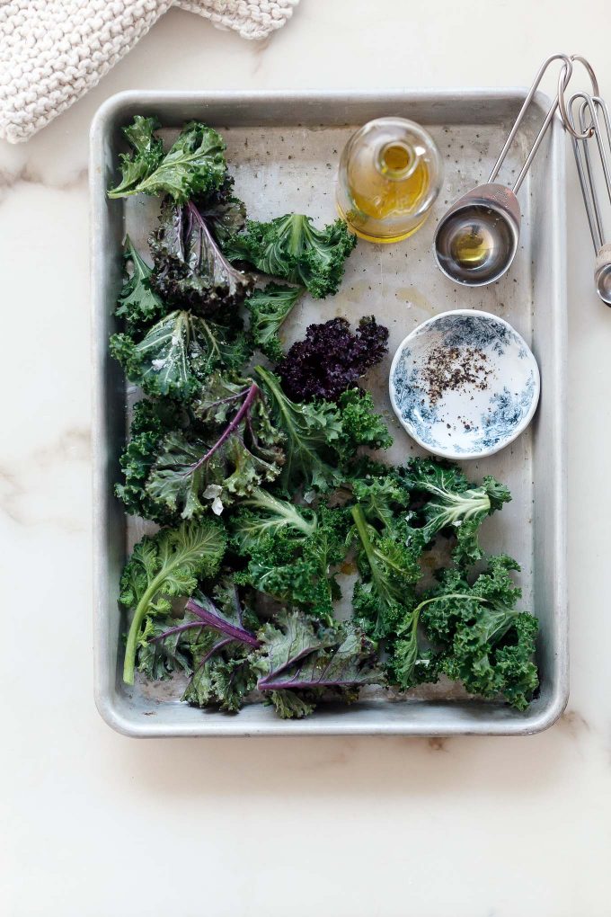 kale chips - recipe from Eating in the Middle: A Mostly Wholesome Cookbook by Andie Mitchell 