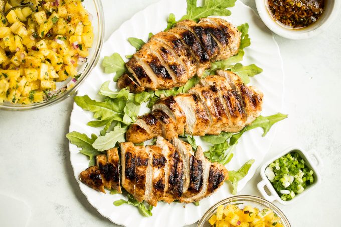 Sesame Ginger Grilled Chicken with Pineapple Salsa 