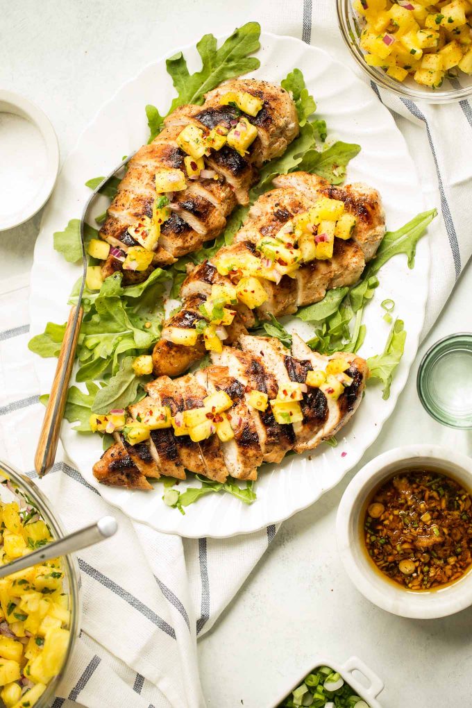 Sesame Ginger Grilled Chicken with Pineapple Salsa 