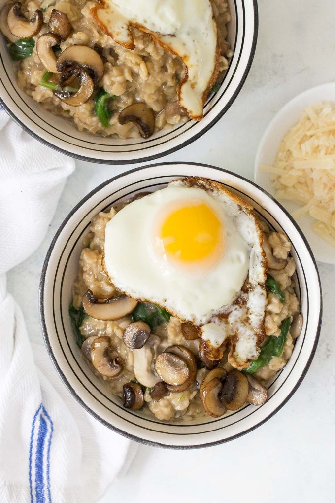 Savory Oatmeal with Mushrooms, Spinach, and Thyme