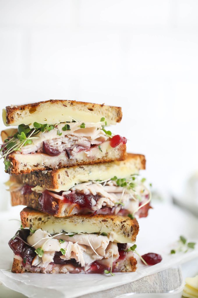 Turkey Melts with Cranberry Sauce and Sprouts