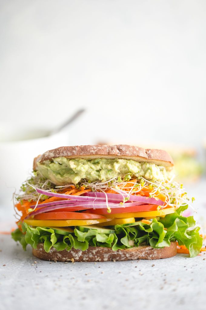 The Best and Easiest Veggie Sandwich - with hummus, avocado, and all the healthy, fresh veggies you like!