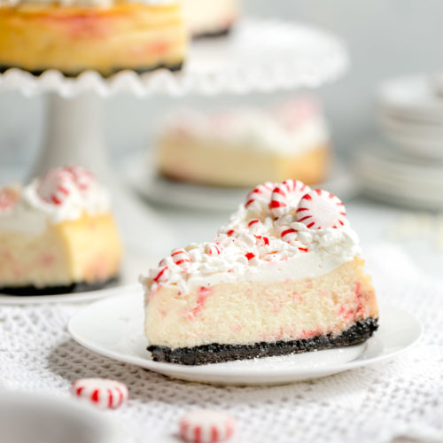 white chocolate peppermint cheesecake for the holidays